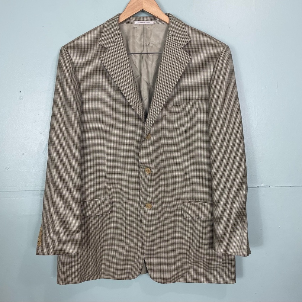 Ermenegildo Zegna Trofeo Blazer Sports Jacket Men’s Size US‎ 44 Houndstooth Wool